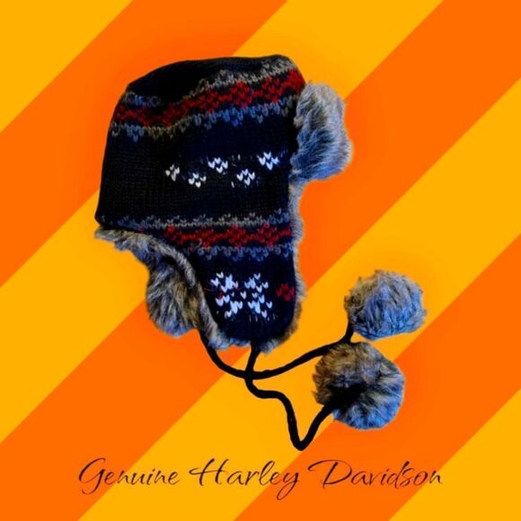 ? Harley-Davidson Trapper Hat | Faux Fur Ear Flaps | Size Small | Winter Biker